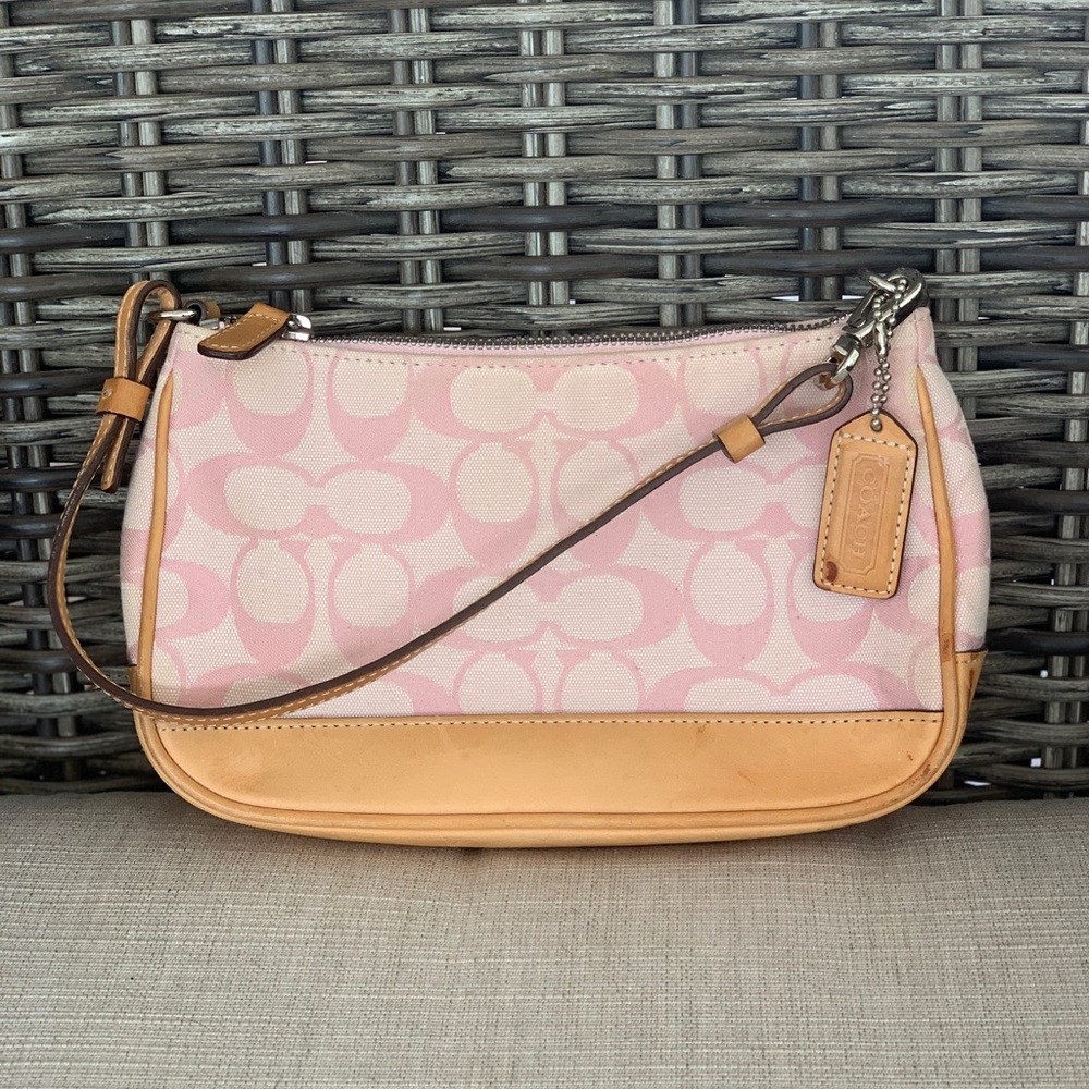 Coach signature thank handbag with tan leather